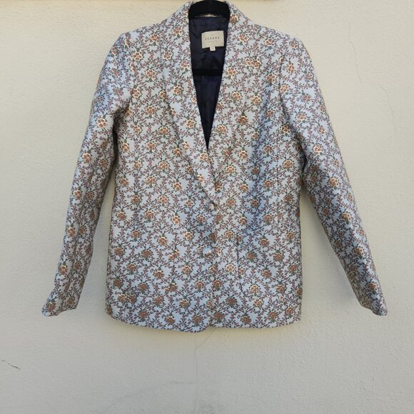 Sezane Gustav Brocade Blazer Gold Lurex Floral Jacket - Picture 7 of 9